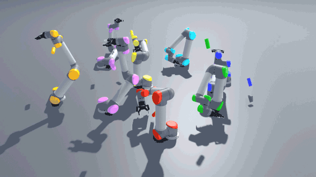 Eight arms coordinated pick and place